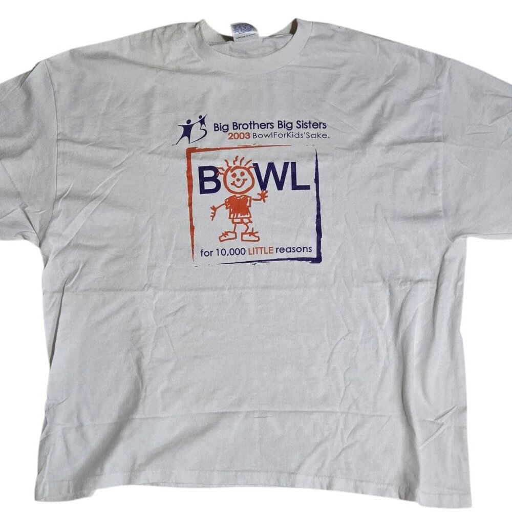 Vintage Big Brothers Big Sisters 2003 Bowl For Kids Sake 2XL White T Shirt